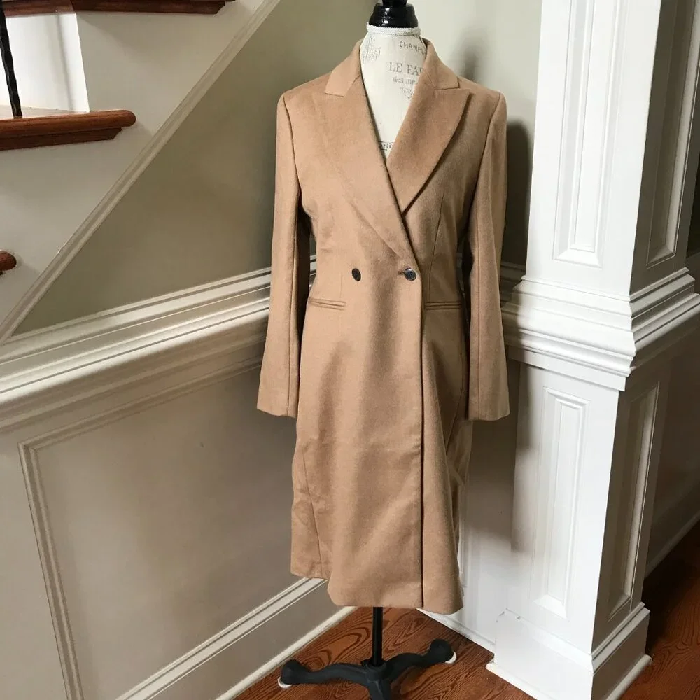 J. Crew Camel Double-Breasted Longline Pea Coat - Picture 6 of 13